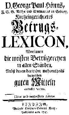 Hönns Betrugslexikon von 1743