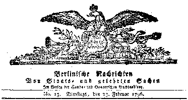 Berlin. Zeitung 1796